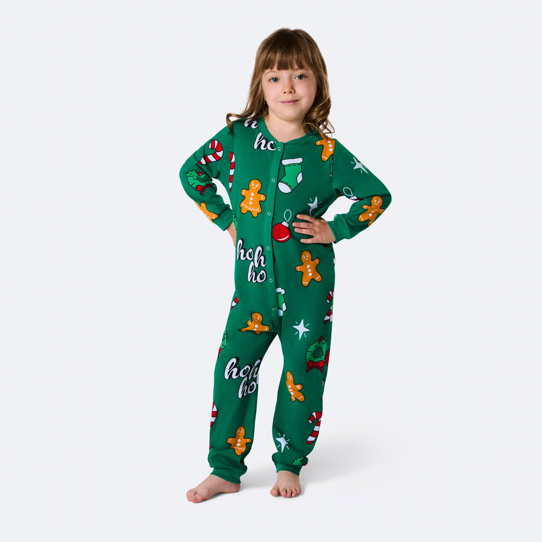 Kids' Green Hohoho Overall Christmas Pyjamas