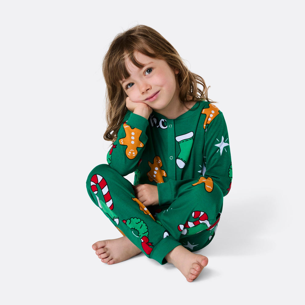 Kids' Green Hohoho Overall Christmas Pyjamas