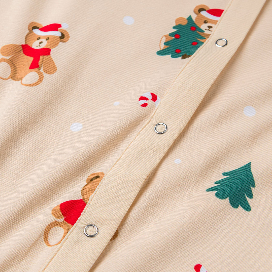 Kids' Beige Teddy Bear Overall Christmas Pyjamas