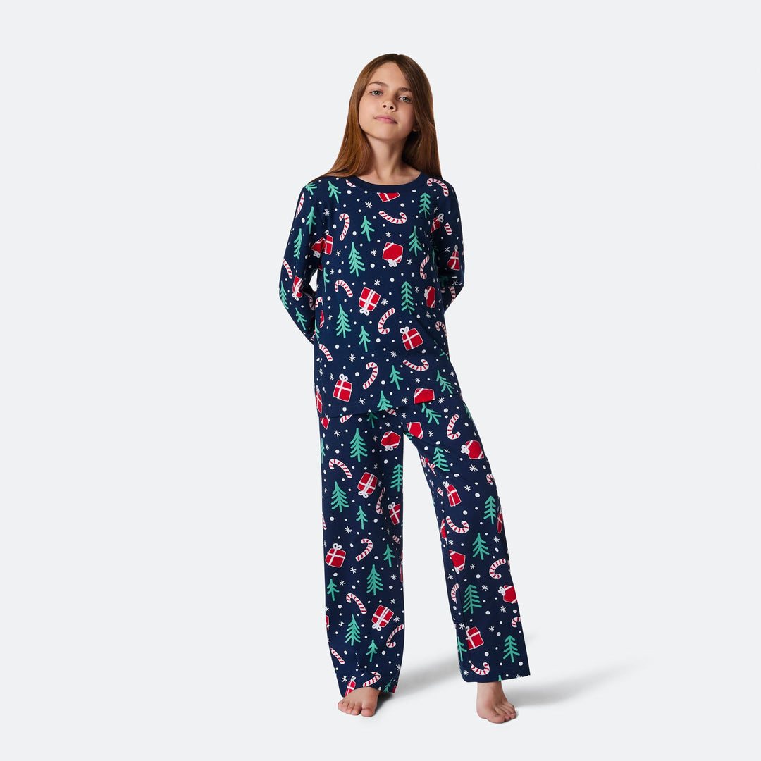 Kids' Blue Christmas Pattern Christmas Pyjamas
