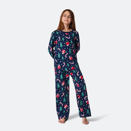 Kids' Blue Christmas Pattern Christmas Pyjamas