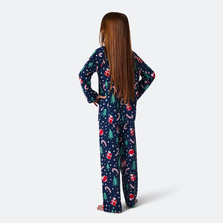Kids' Blue Christmas Pattern Christmas Pyjamas