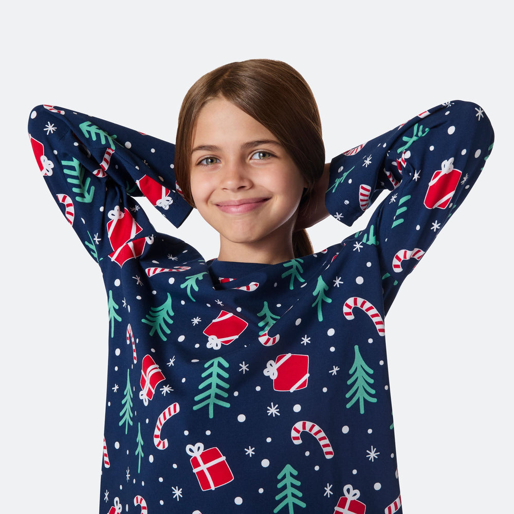 Kids' Blue Christmas Pattern Christmas Pyjamas