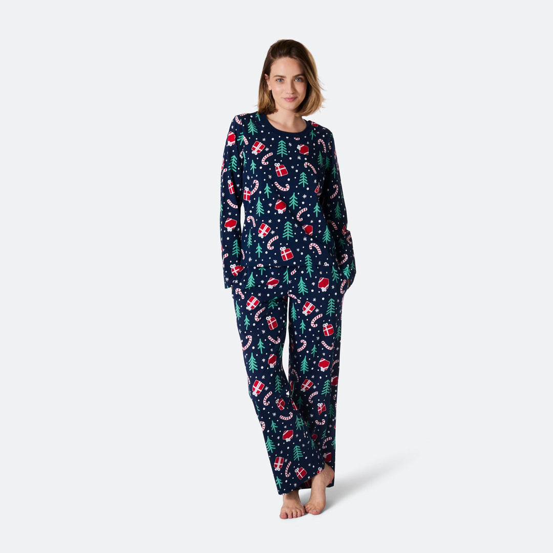 Women's Blue Christmas Pattern Christmas Pyjamas