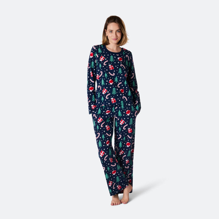 Women's Blue Christmas Pattern Christmas Pyjamas