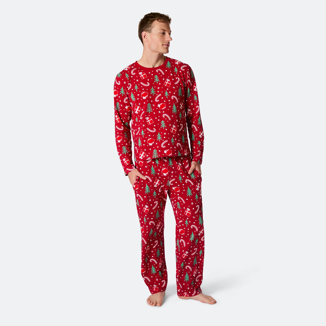 Men's Red Christmas Pattern Christmas Pyjamas