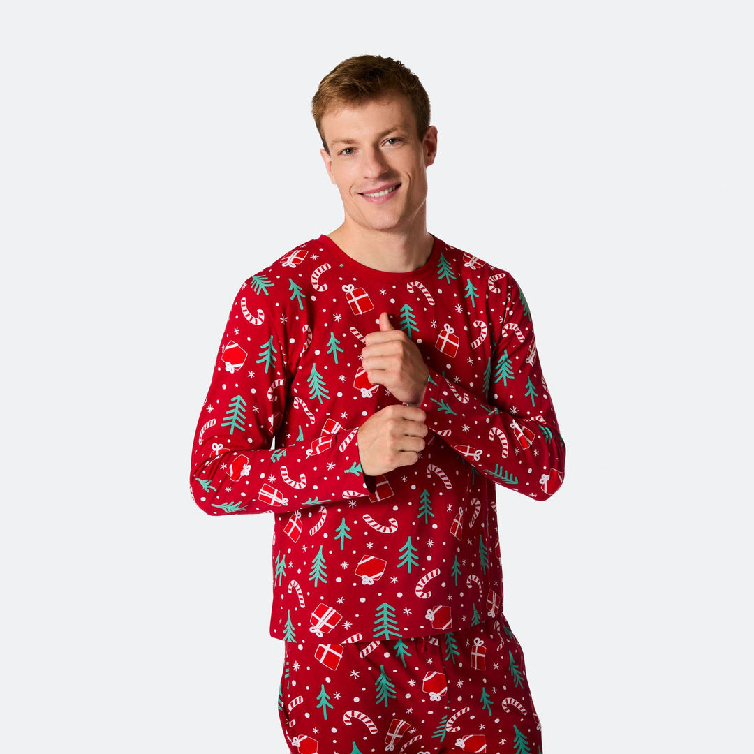 Men's Red Christmas Pattern Christmas Pyjamas