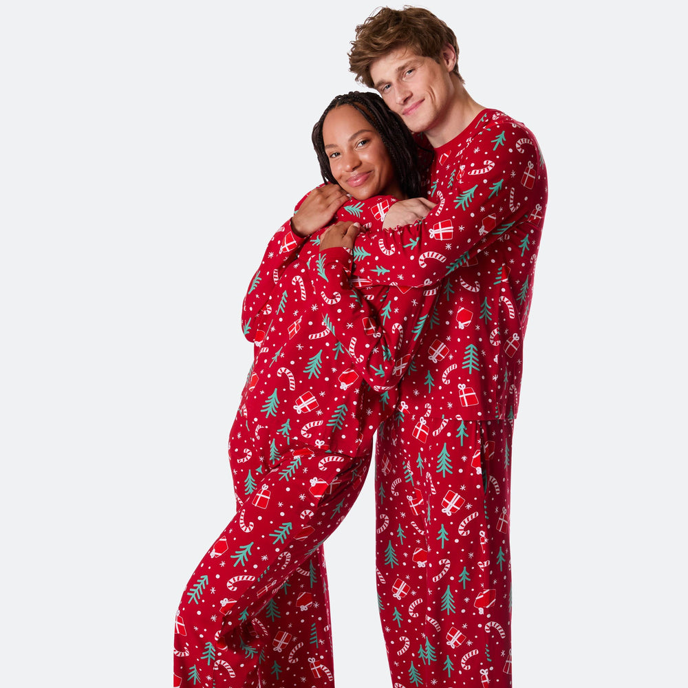 Men's Red Christmas Pattern Christmas Pyjamas