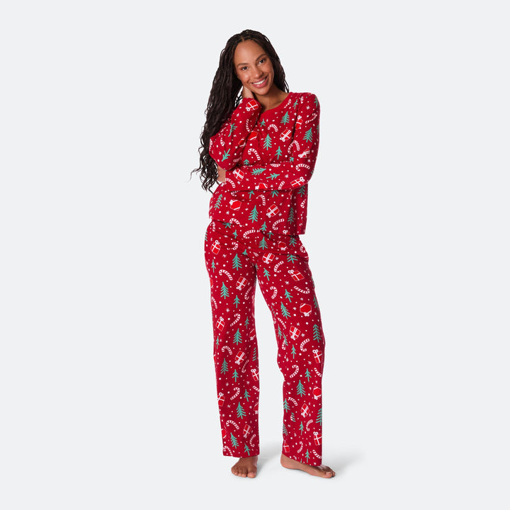 Women's Red Christmas Pattern Christmas Pyjamas