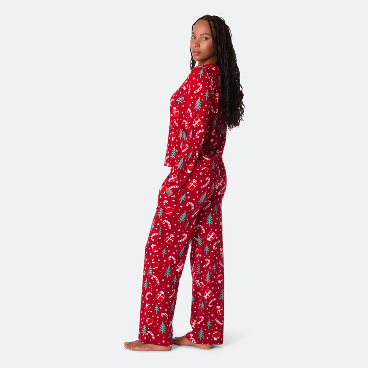 Women's Red Christmas Pattern Christmas Pyjamas