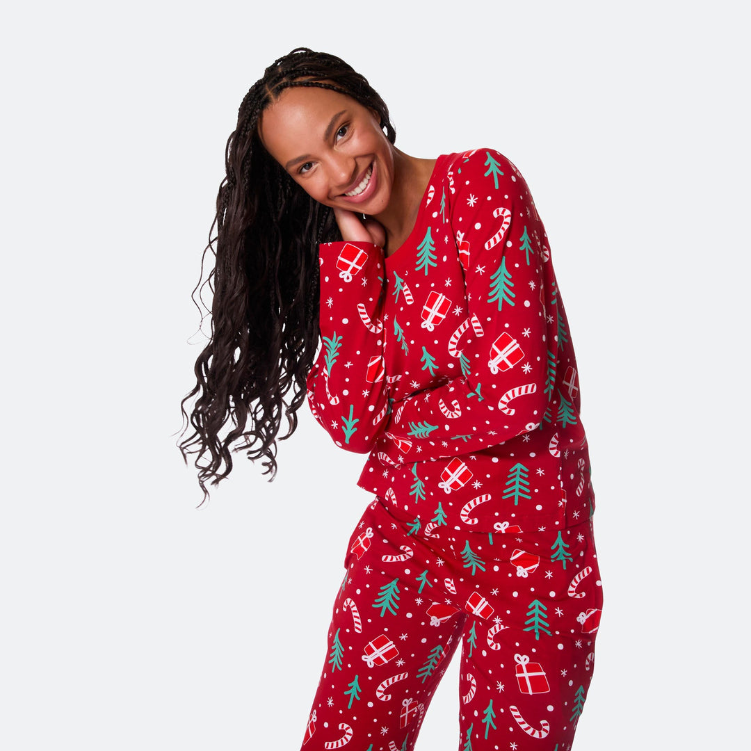 Women's Red Christmas Pattern Christmas Pyjamas