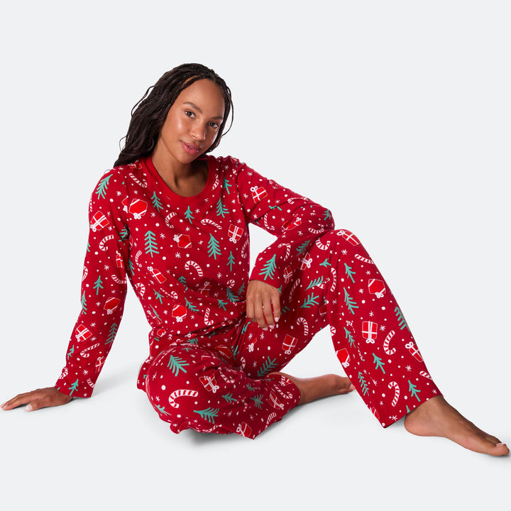 Women's Red Christmas Pattern Christmas Pyjamas