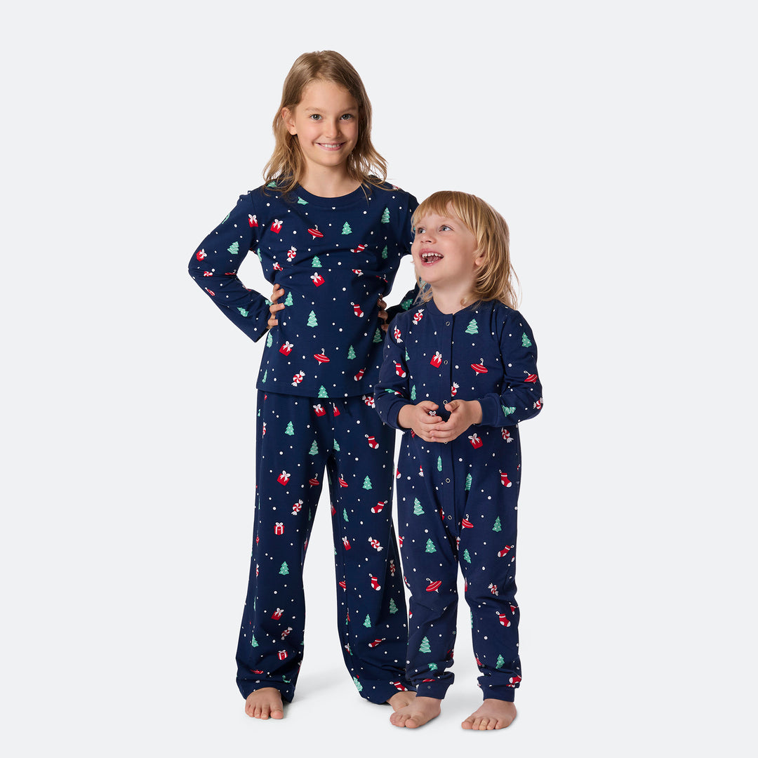Kids' Blue Christmas Ornament Christmas Pyjamas