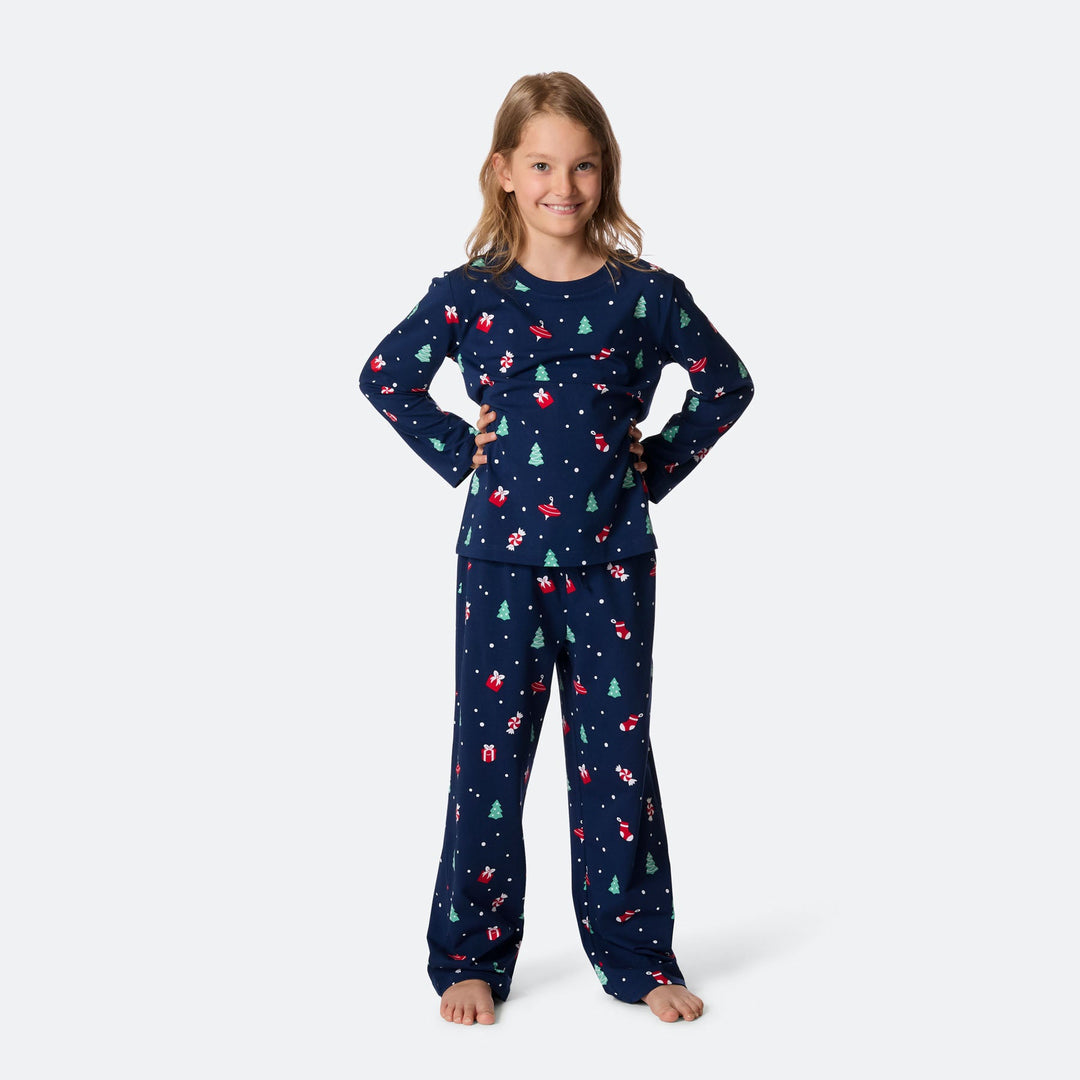 Kids' Blue Christmas Ornament Christmas Pyjamas