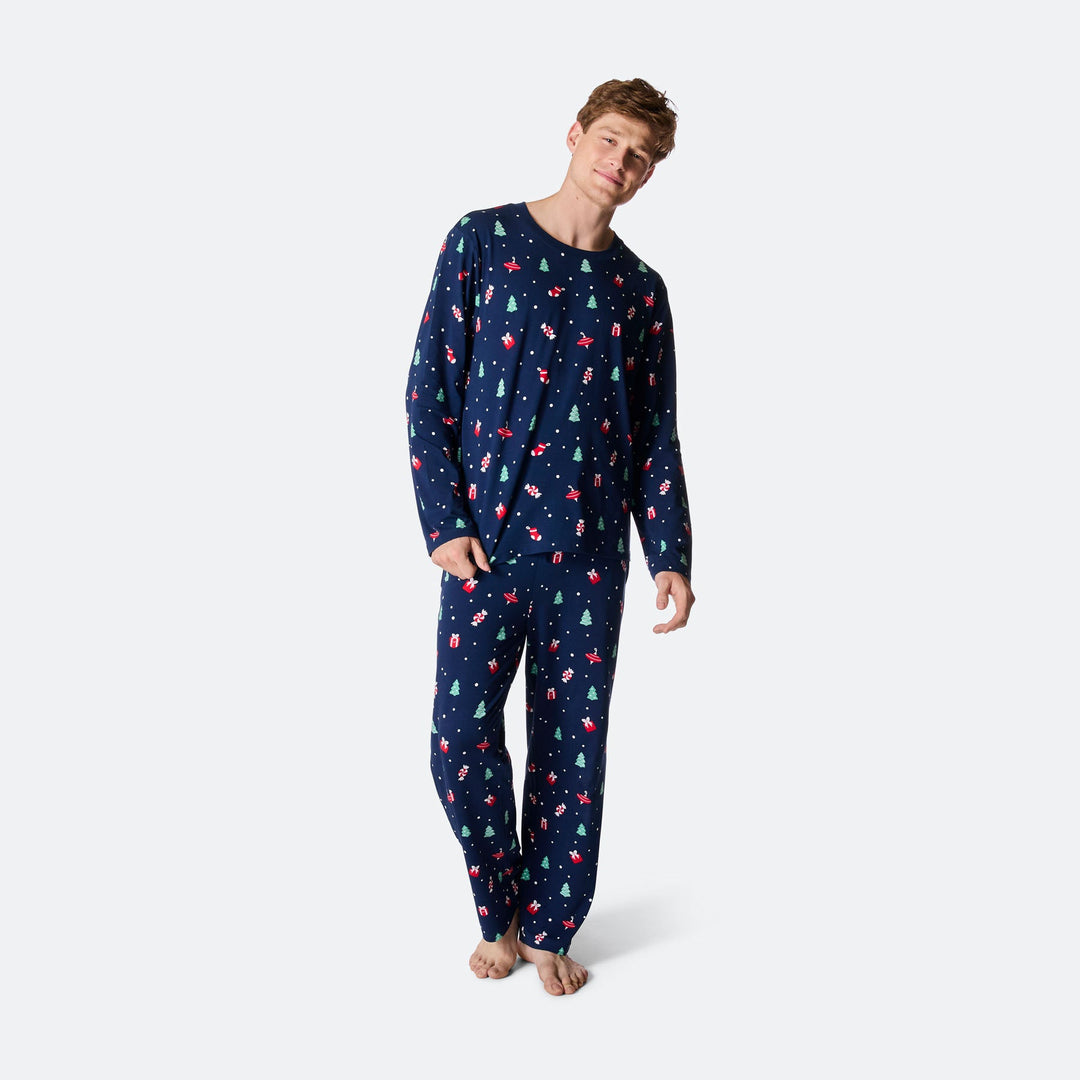 Men's Blue Christmas Ornament Christmas Pyjamas