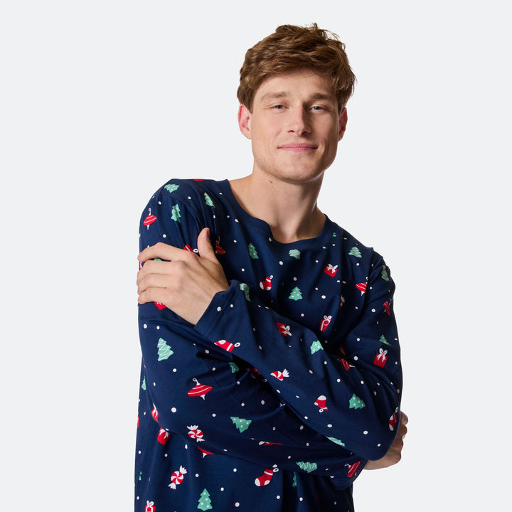 Men's Blue Christmas Ornament Christmas Pyjamas