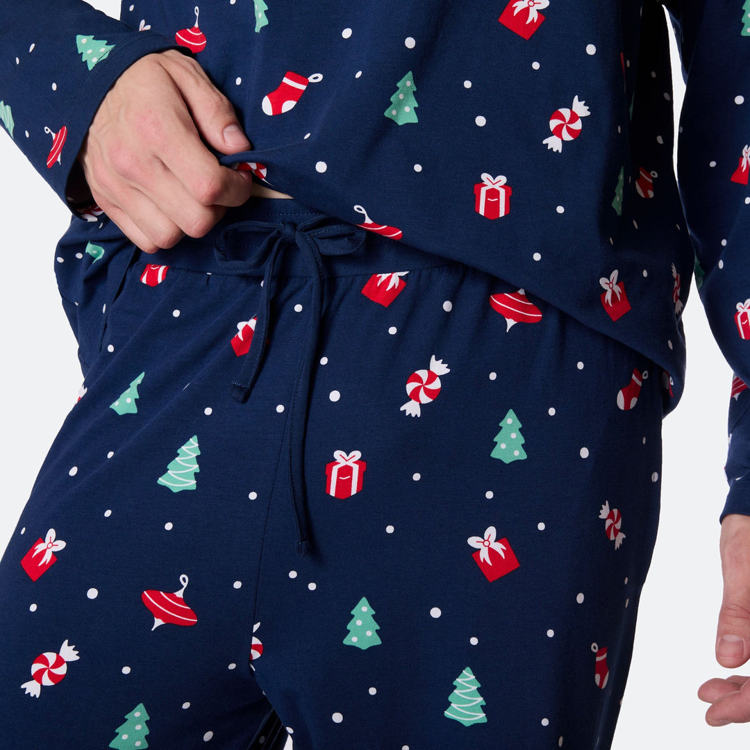 Men's Blue Christmas Ornament Christmas Pyjamas