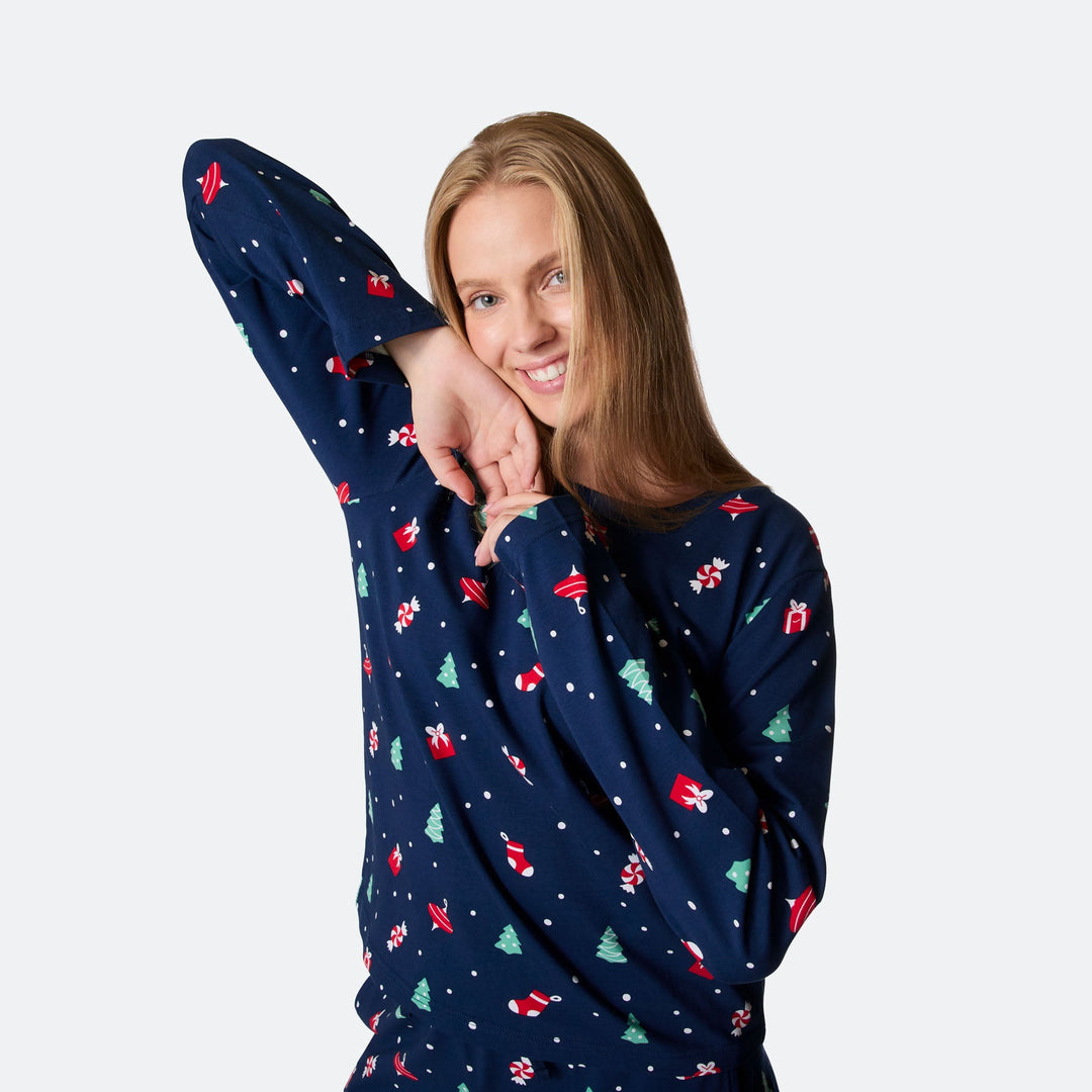Women's Blue Christmas Ornament Christmas Pyjamas