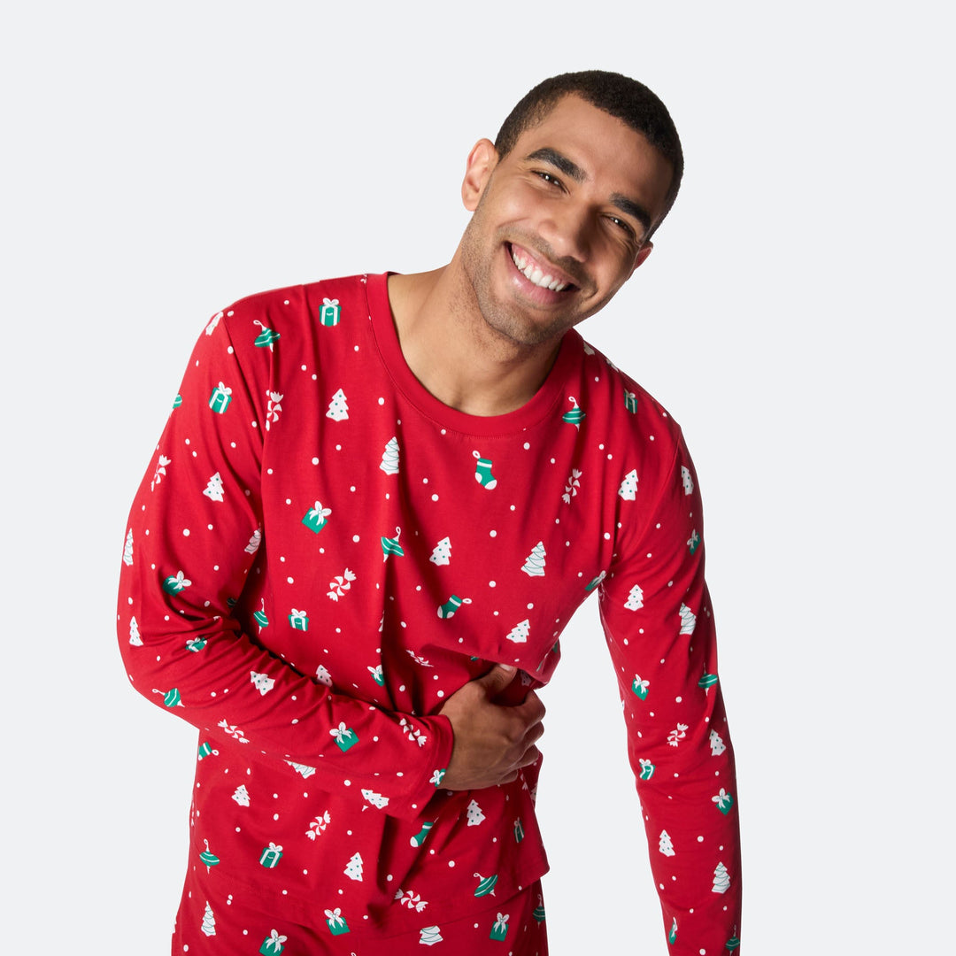 Men's Red Christmas Ornament Christmas Pyjamas