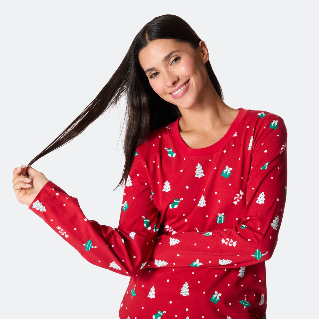 Women's Red Christmas Ornament Christmas Pyjamas