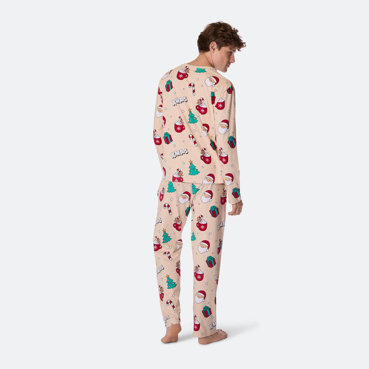 Men's Beige Xmas Christmas Pyjamas