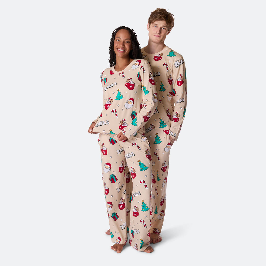 Men's Beige Xmas Christmas Pyjamas