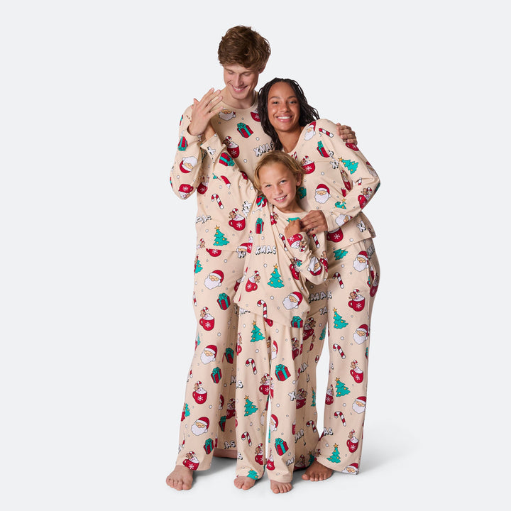 Men's Beige Xmas Christmas Pyjamas