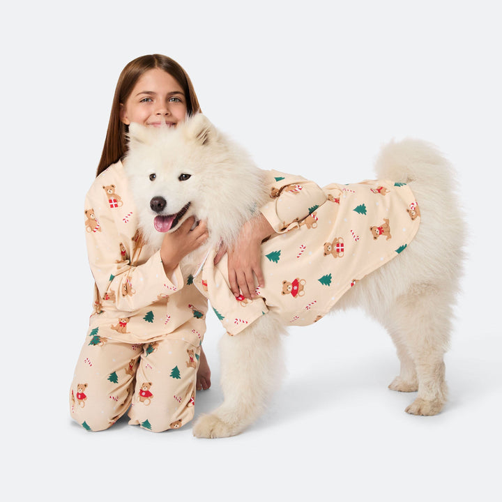 Kids' Beige Teddy Bear Christmas Pyjamas