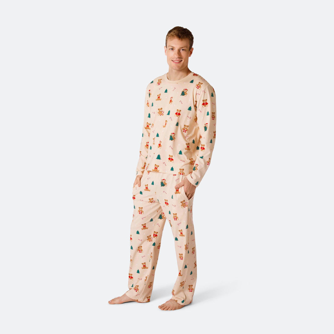Men's Beige Teddy Bear Christmas Pyjamas