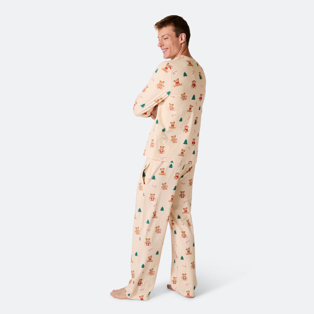 Men's Beige Teddy Bear Christmas Pyjamas