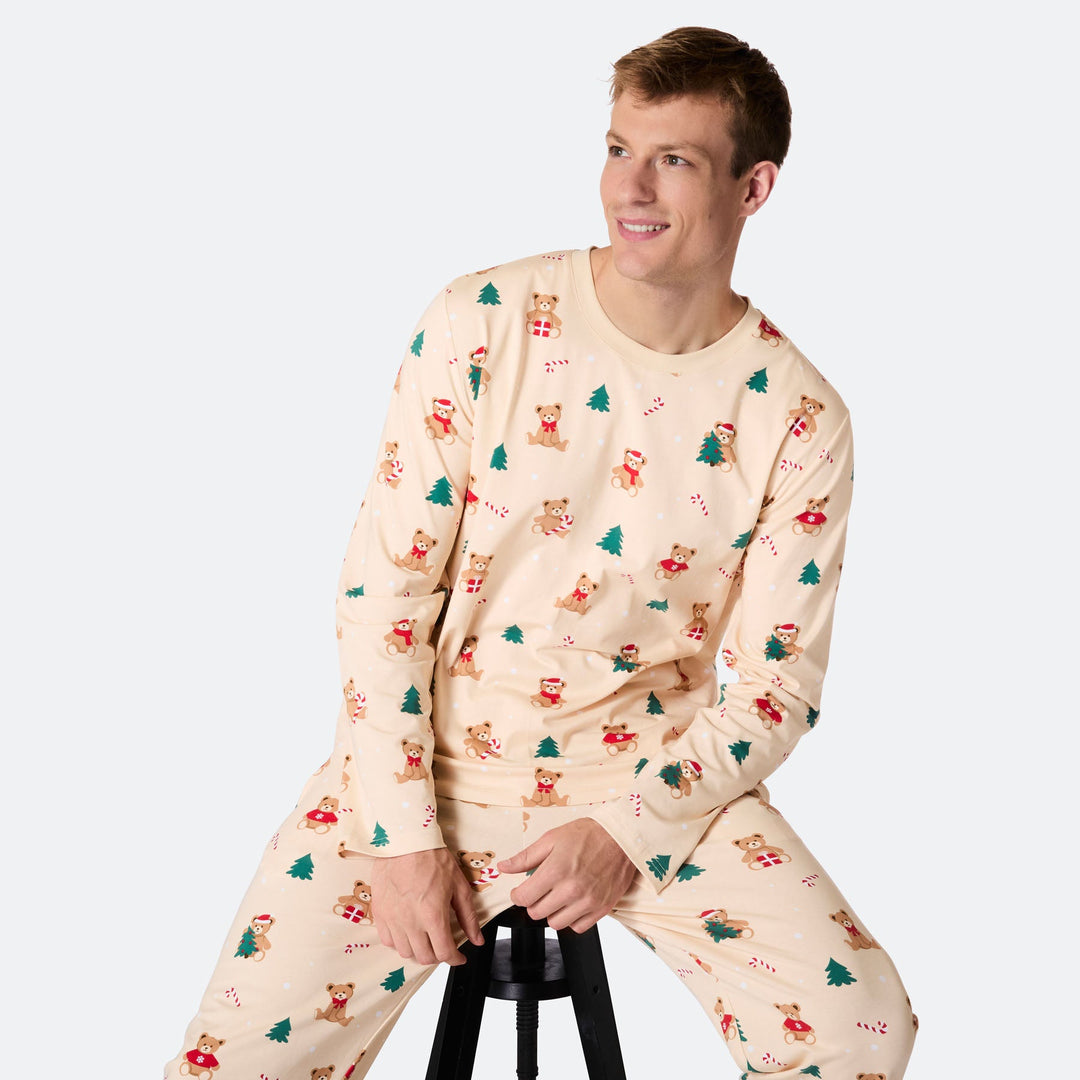 Men's Beige Teddy Bear Christmas Pyjamas