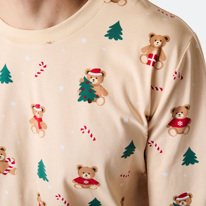 Men's Beige Teddy Bear Christmas Pyjamas