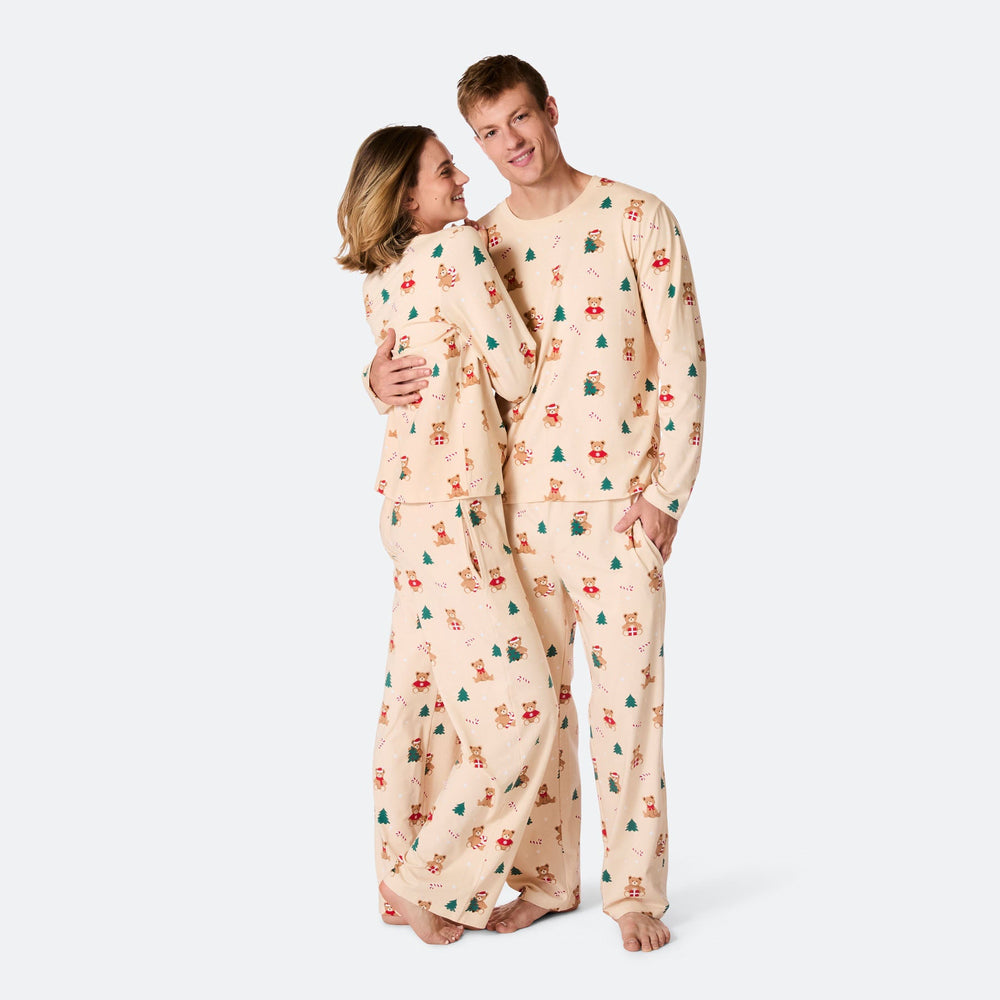 Men's Beige Teddy Bear Christmas Pyjamas