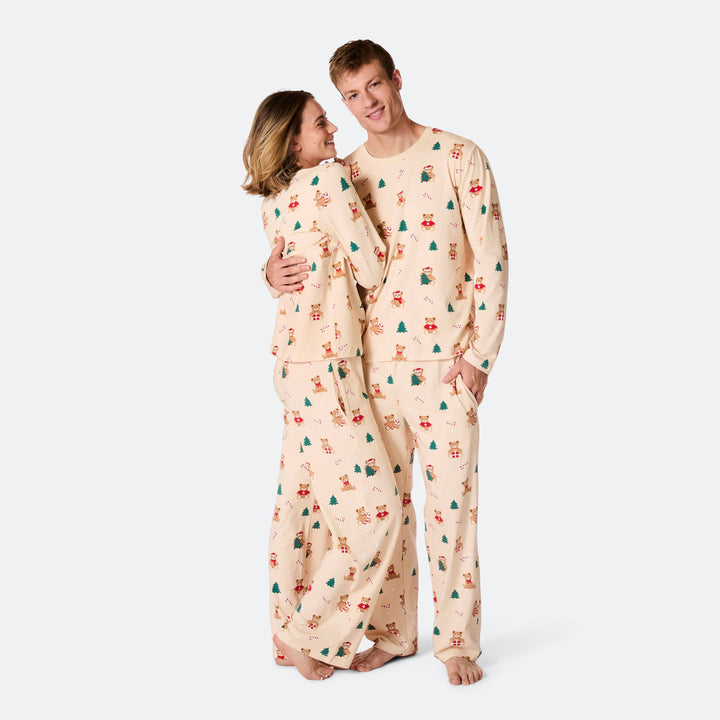 Men's Beige Teddy Bear Christmas Pyjamas