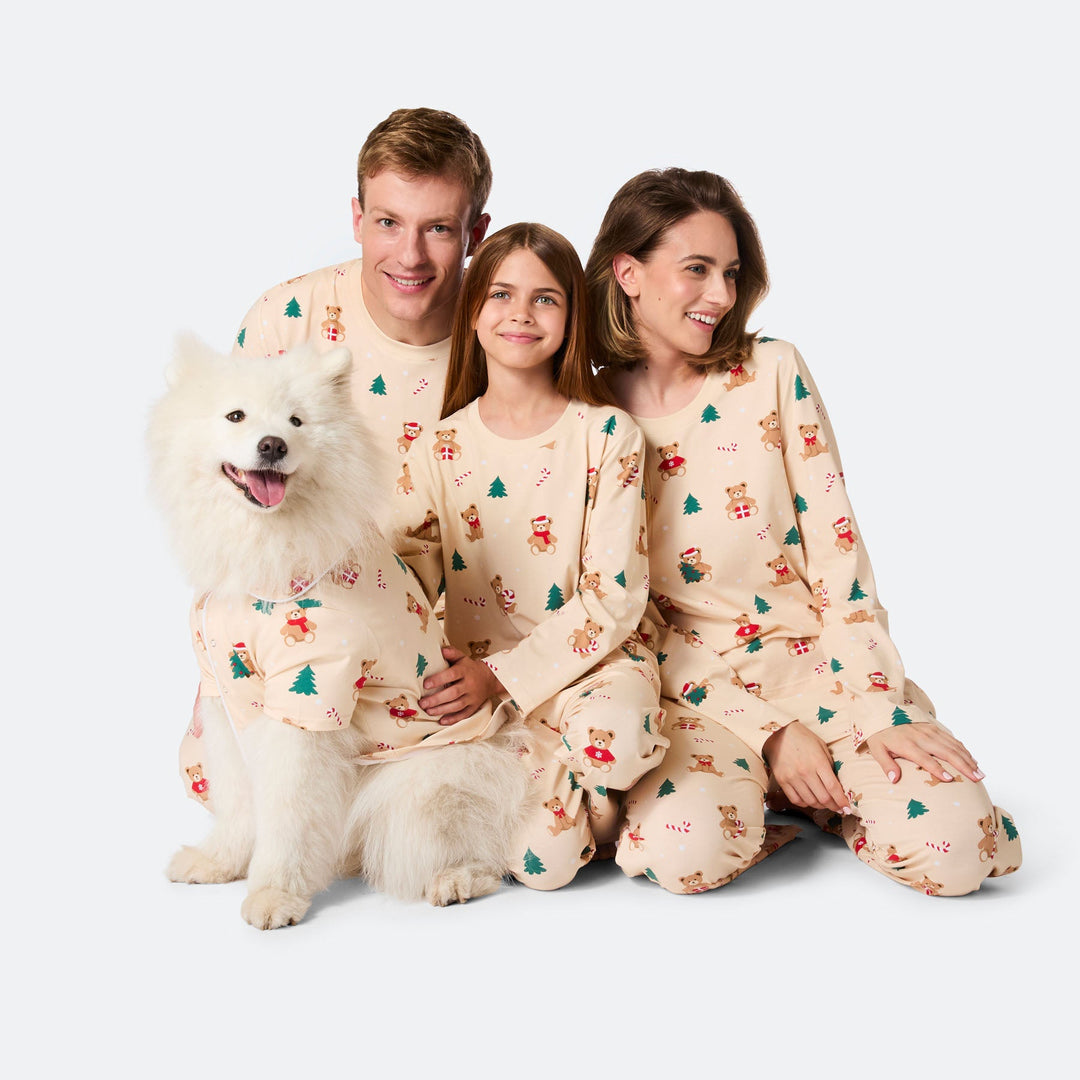 Men's Beige Teddy Bear Christmas Pyjamas