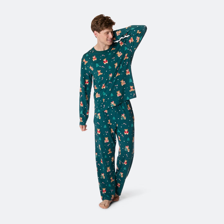 Men's Green Teddy Bear Christmas Pyjamas
