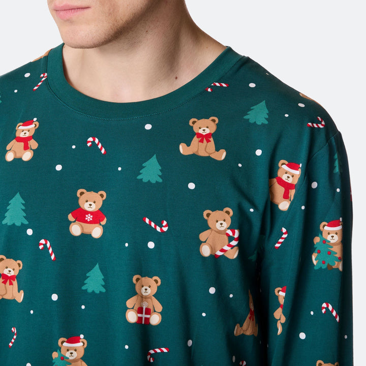Men's Green Teddy Bear Christmas Pyjamas