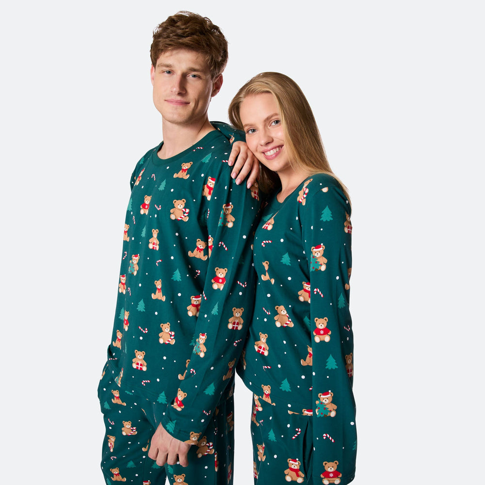 Men's Green Teddy Bear Christmas Pyjamas