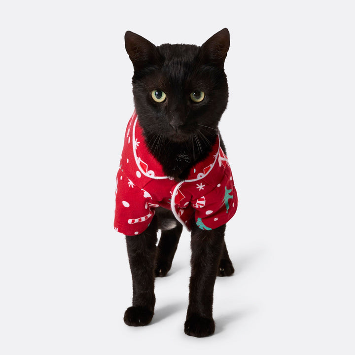 Cats' Red Christmas Pattern Christmas Pyjamas