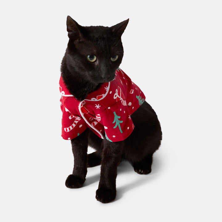 Cats' Red Christmas Pattern Christmas Pyjamas