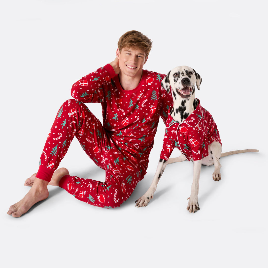 Dogs' Red Christmas Pattern Christmas Pyjamas