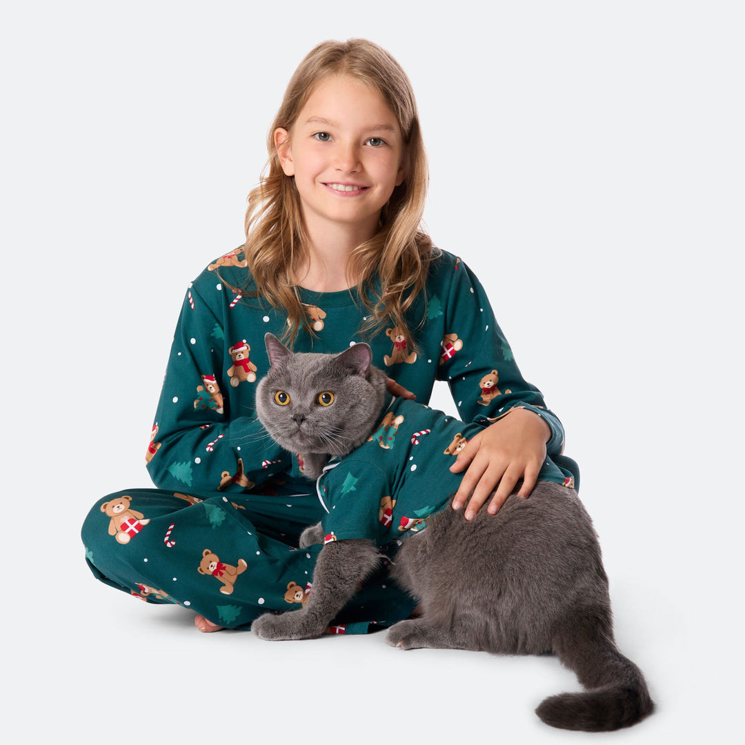 Cats' Green Teddy Bear Christmas Pyjamas