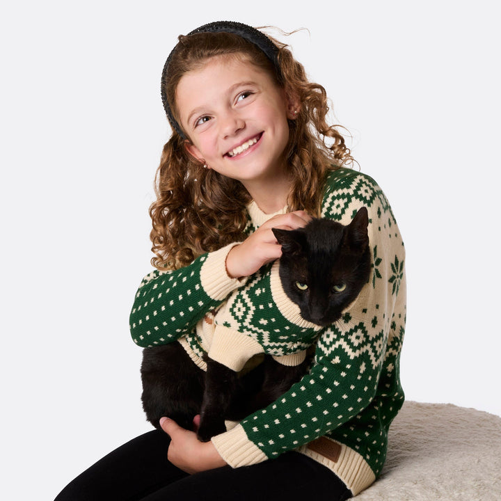 Green Retro Reindeer Matching Family Christmas Sweaters