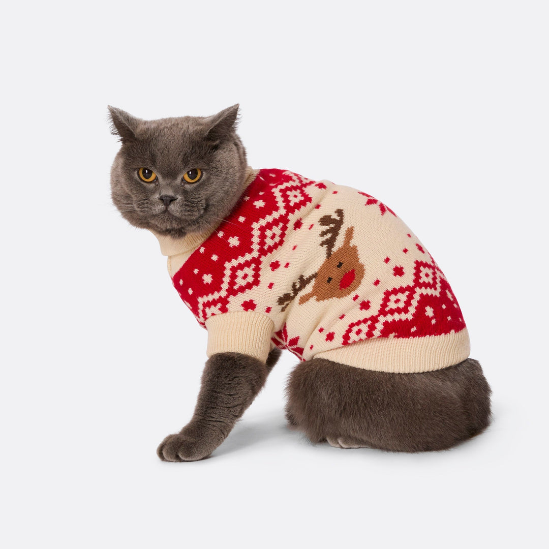 Red Retro Reindeer Matching Family Christmas Sweaters