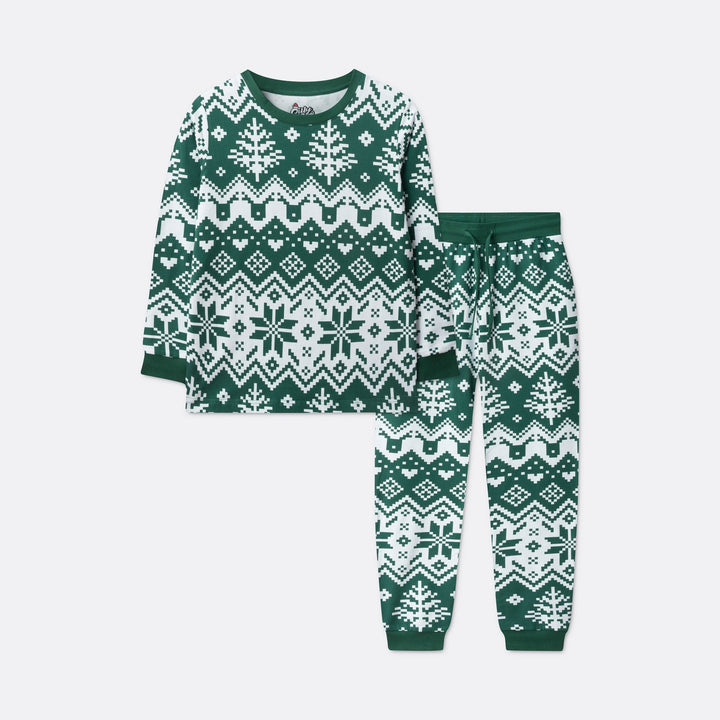 Kids' Green Christmas Knit Christmas Pyjamas