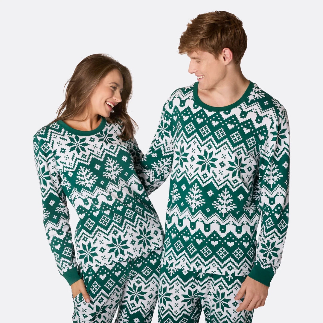 Matching Family Christmas Pyjamas - Green Christmas Knit