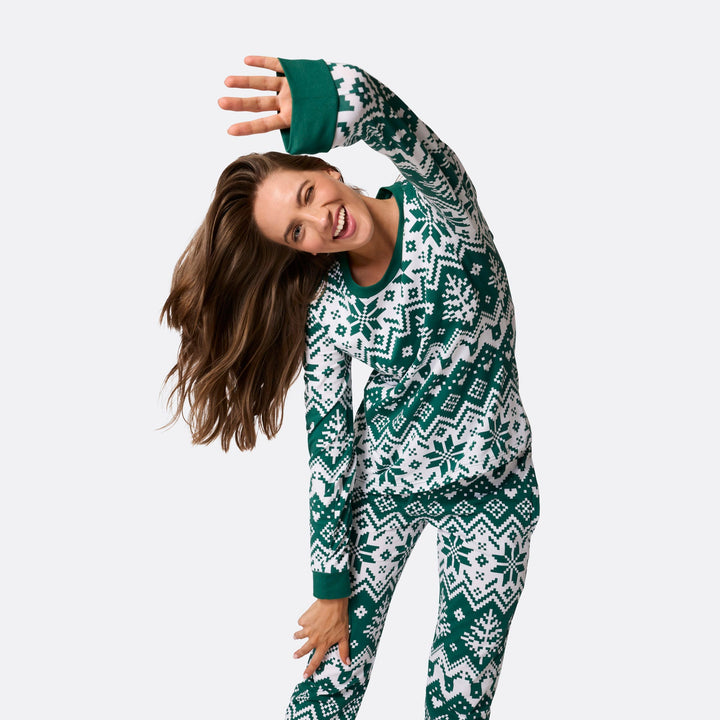 Women's Green Christmas Knit Christmas Pyjamas