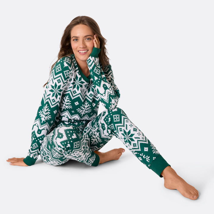 Matching Family Christmas Pyjamas - Green Christmas Knit