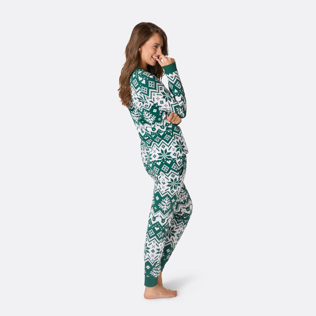 Women's Green Christmas Knit Christmas Pyjamas