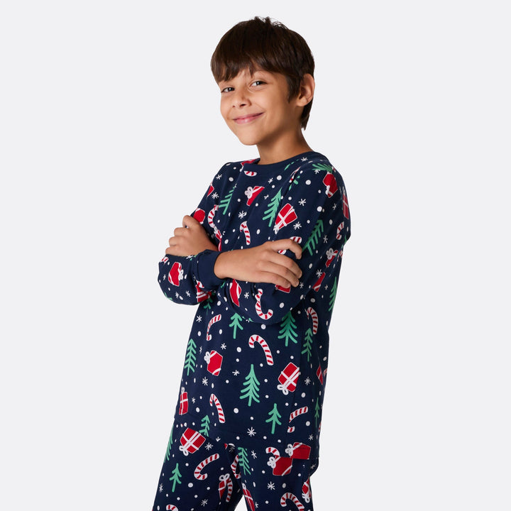 Matching Family Christmas Pyjamas - Blue Christmas Pattern